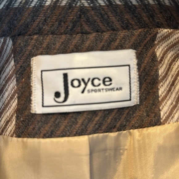 VINTAGE Joyce Sportswear Light Academia Large Neutral Plaid Blazer Jacket Size M - Picture 11 of 12